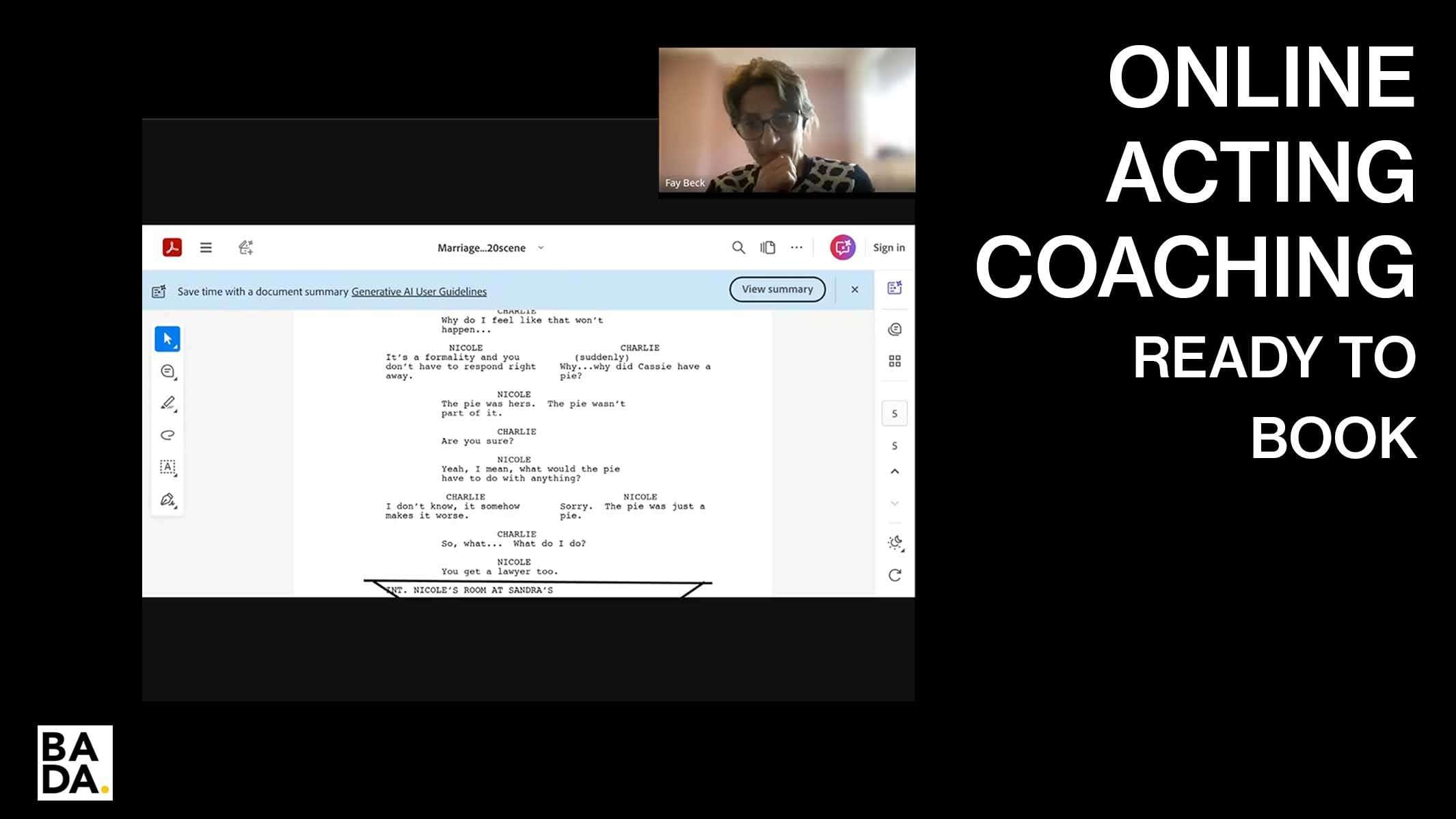 Online one-on-one Acting Coaching - Beck Academy of Dramatic Art Online one-on-one Acting Coaching - Beck Academy of Dramatic Art