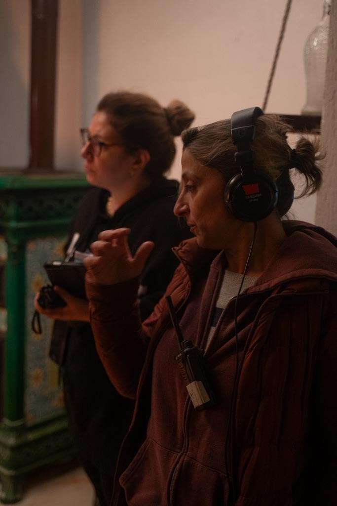 Acting coach Fay Beck on set